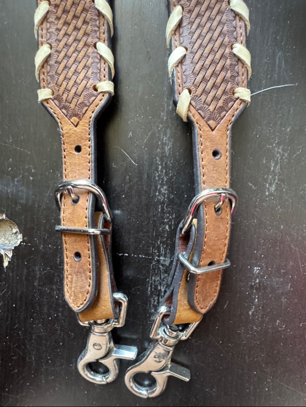Nocona Brown Leather Braided Belt Strap with Turquoise Conchos - Picture 4 of 4